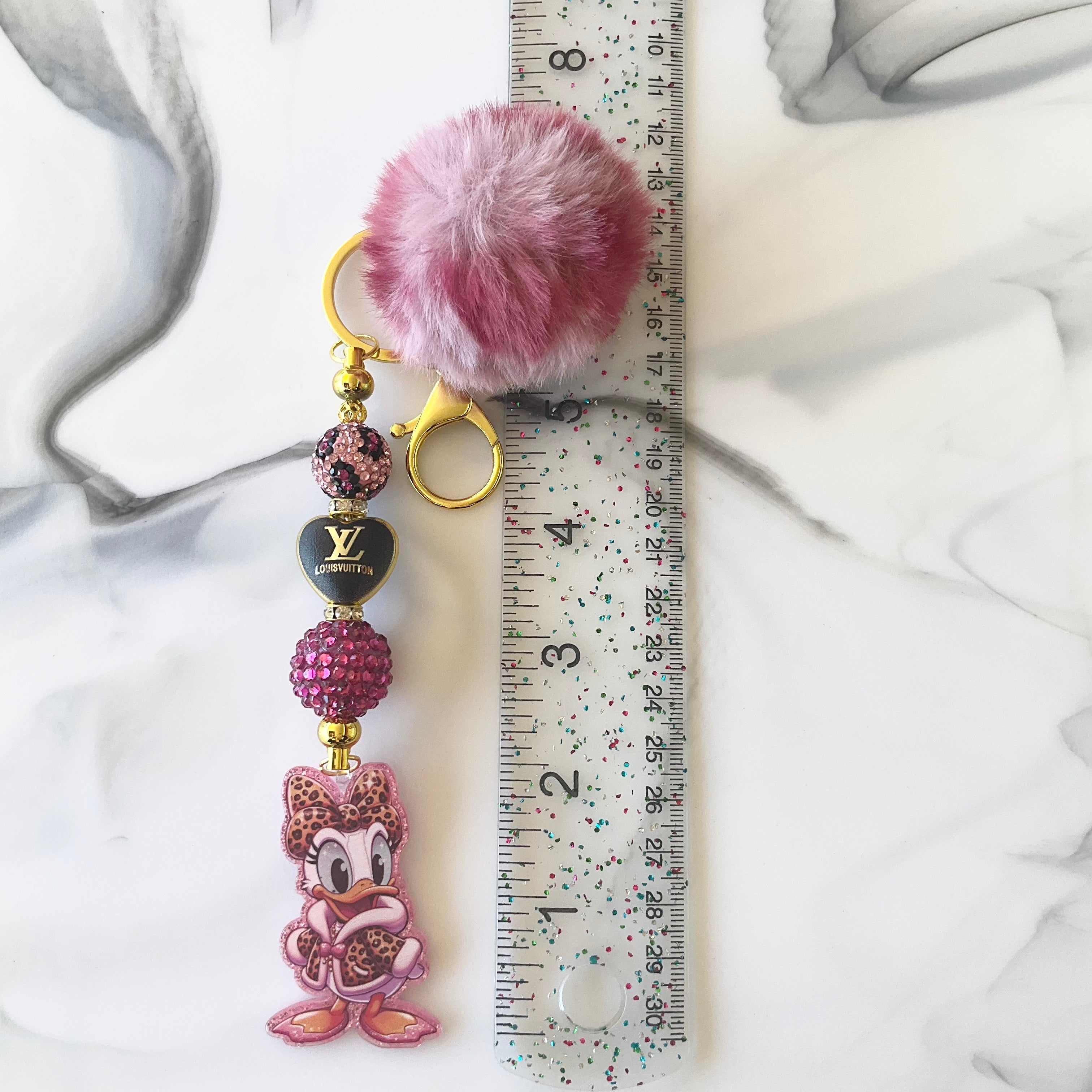 Girl Duck Pink Leopard Print Keychain