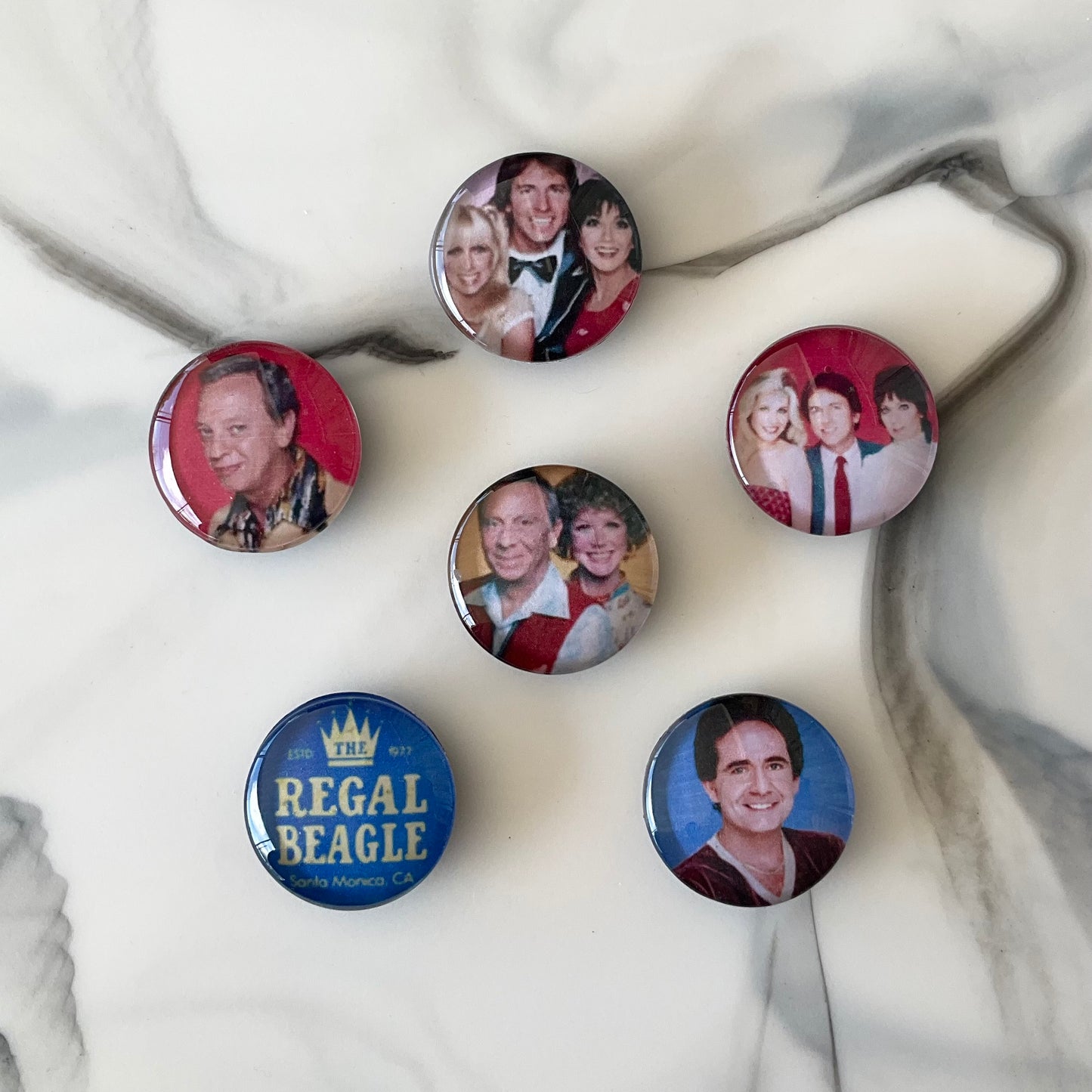 Three's Company 6 Piece Glass Cabochon Magnet Set 1.18"