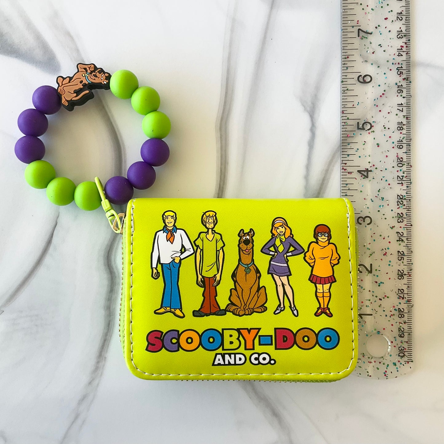 Silly Dog & Gang Lime Green & Purple Silicone Wristlet Wallet and Keychain Set