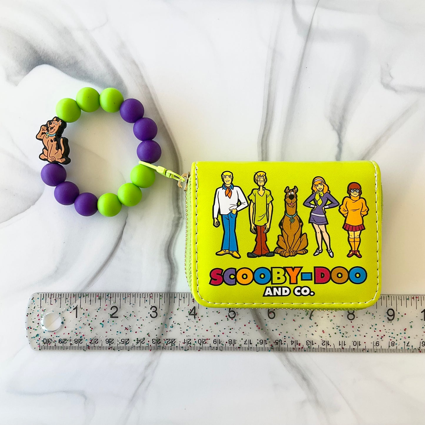 Silly Dog & Gang Lime Green & Purple Silicone Wristlet Wallet and Keychain Set