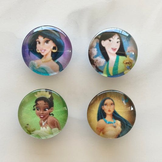 Ethnic Princess 4 Piece Glass Cabochon Magnet Set 1.18"