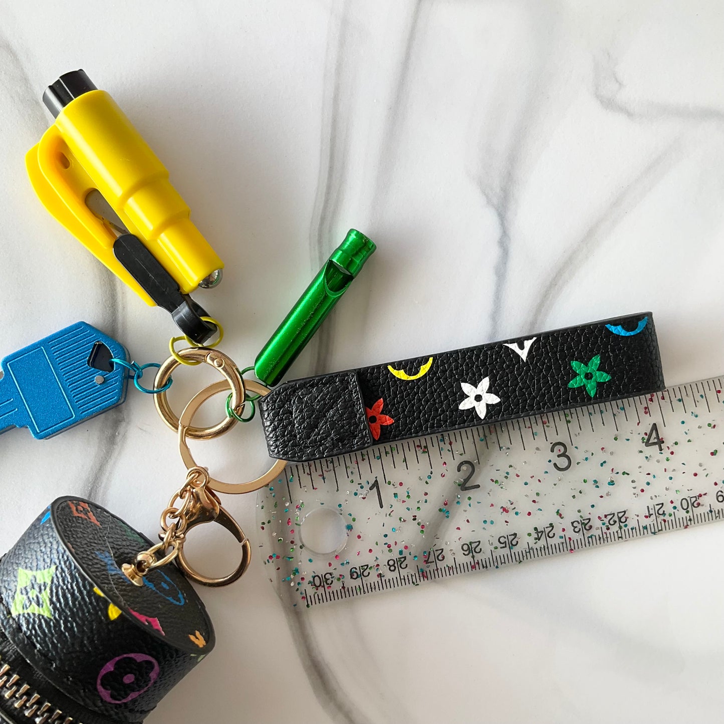 Luv Black Signature Print Colorful Self-Defense Keychain Set