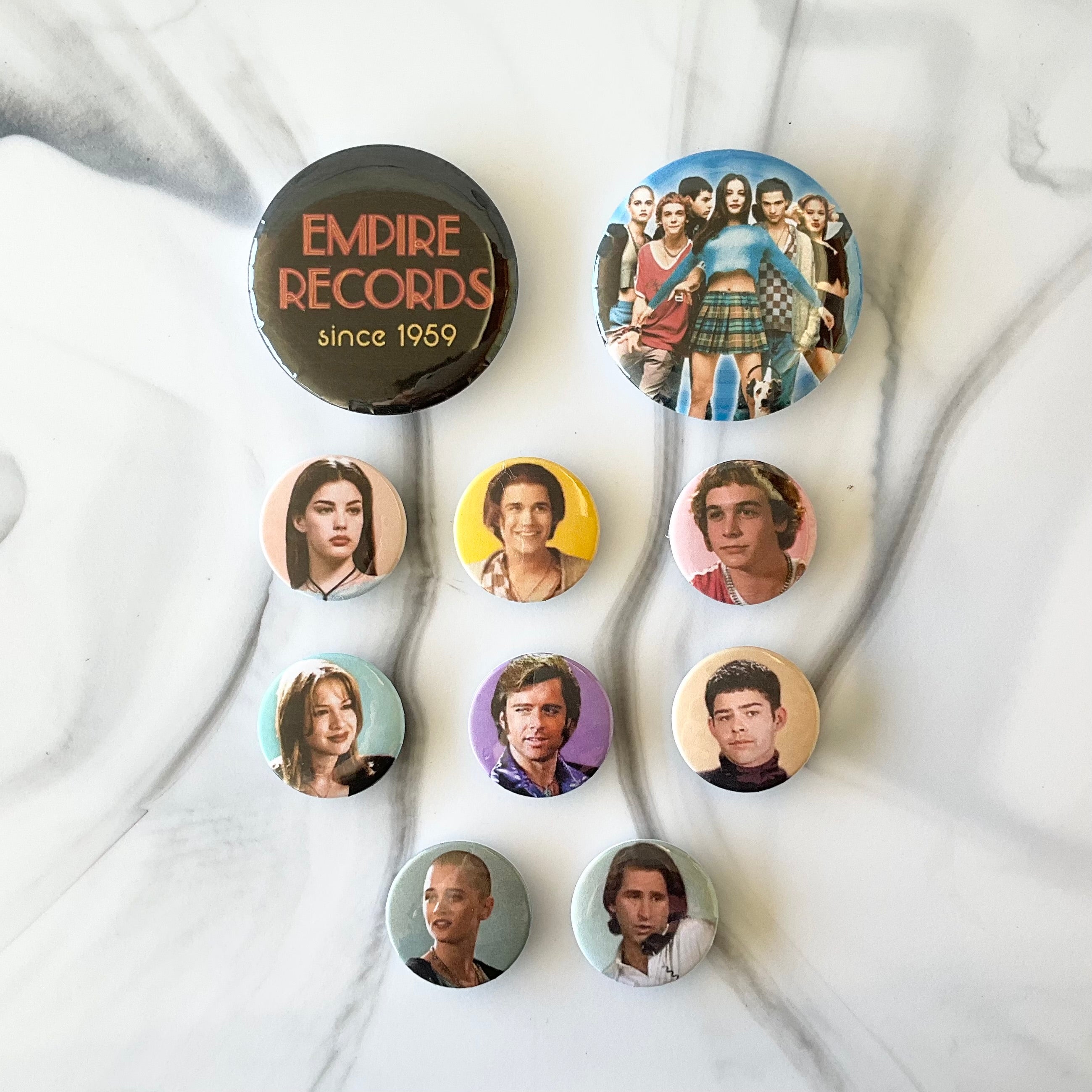 Empire Records 10 Piece Button Magnet Set 2.25" and 1.25"