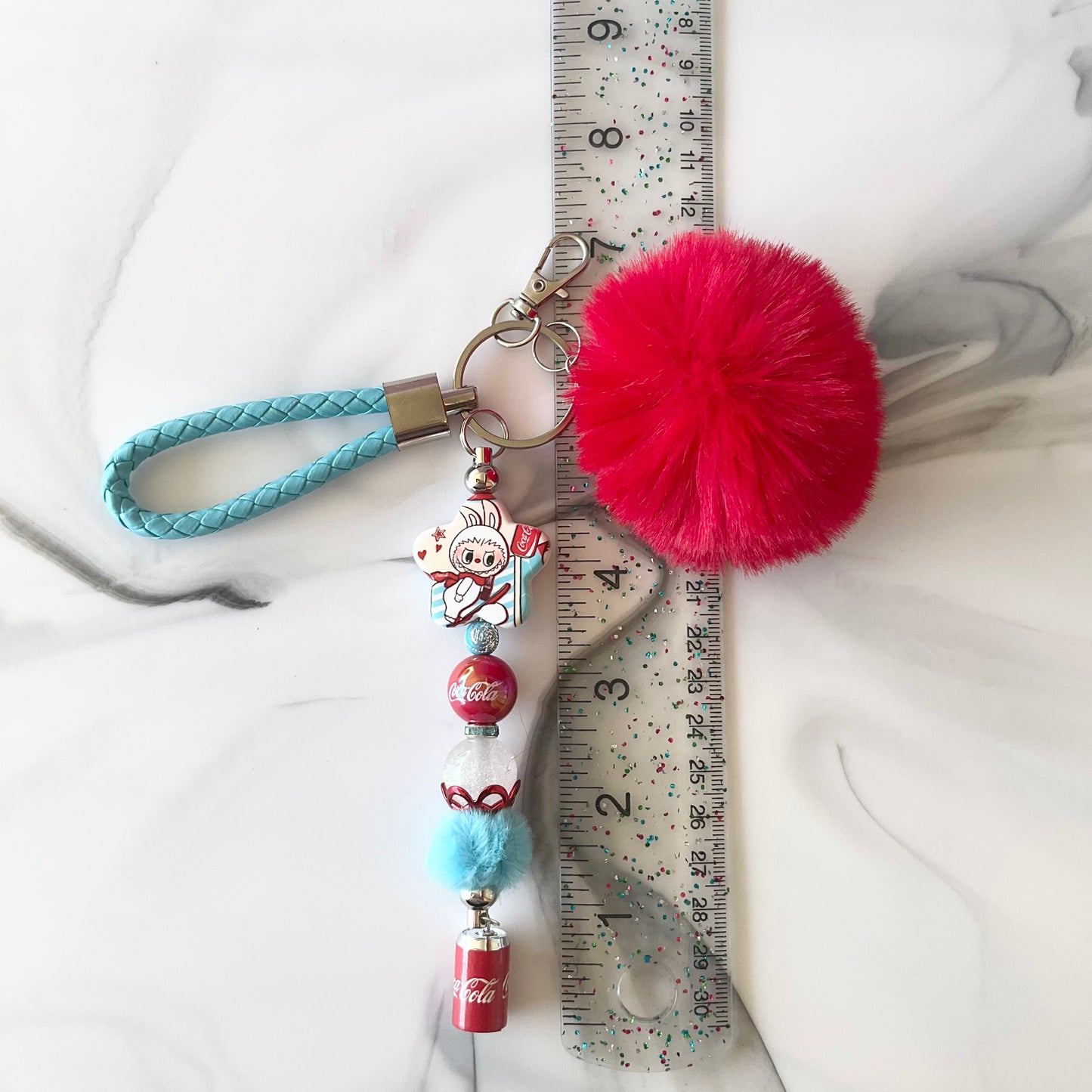 Coke Bubu Monster Red & Aqua Wristlet Keychain