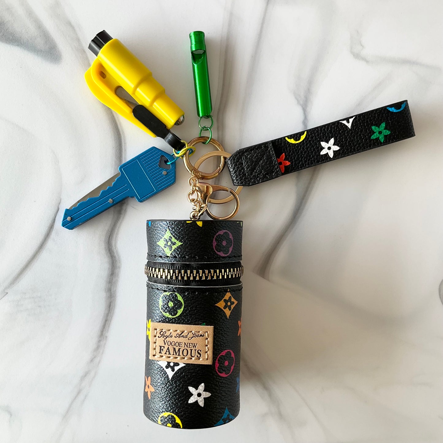 Luv Black Signature Print Colorful Self-Defense Keychain Set