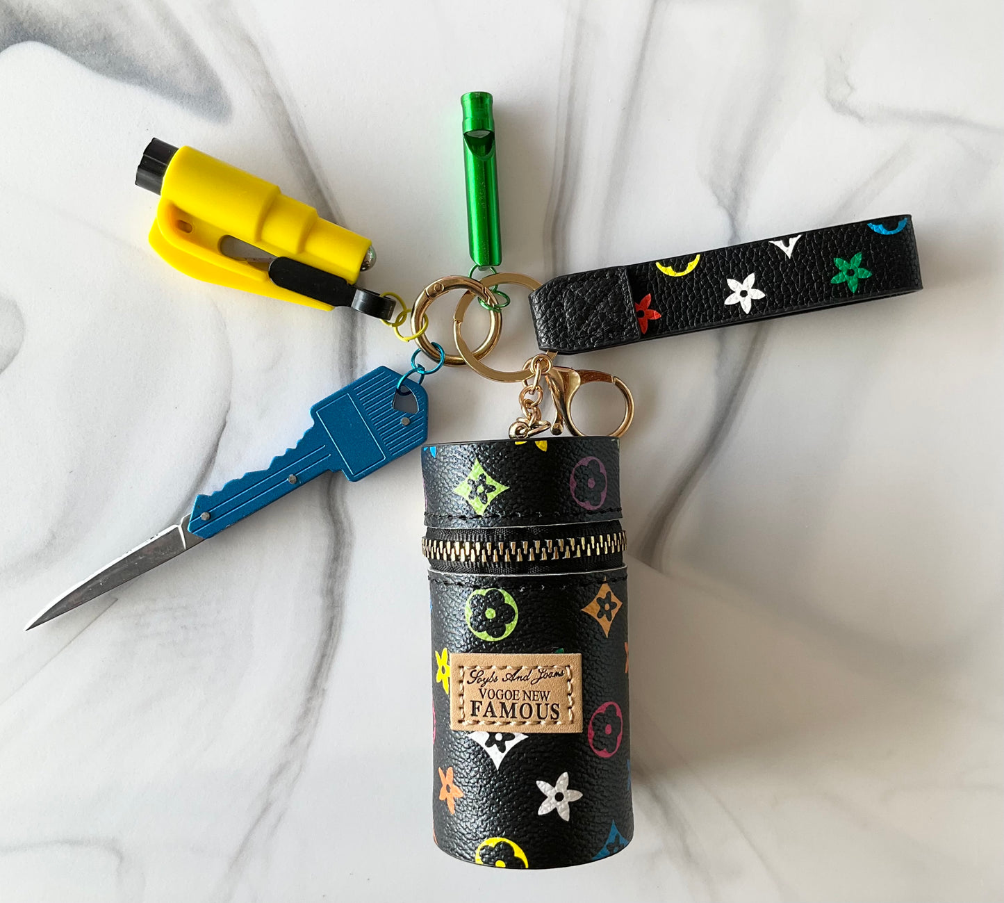Luv Black Signature Print Colorful Self-Defense Keychain Set