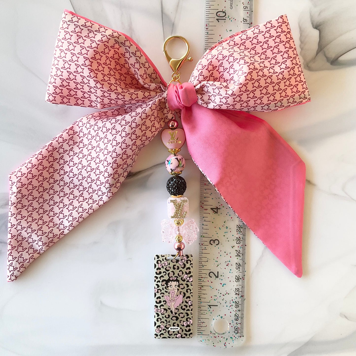 Luv Betty Pink Large Bow Bag Charm