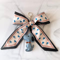 Cute Blue Beagle Heart Print Large Bow Bag Charm