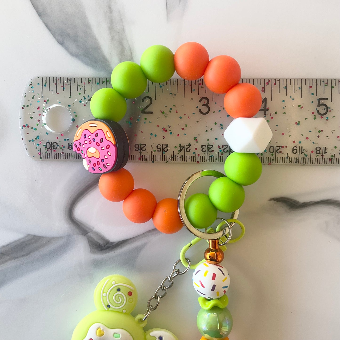Mickey Head Colorful Donut Silicone Wristlet Keychain Bag Charm Small