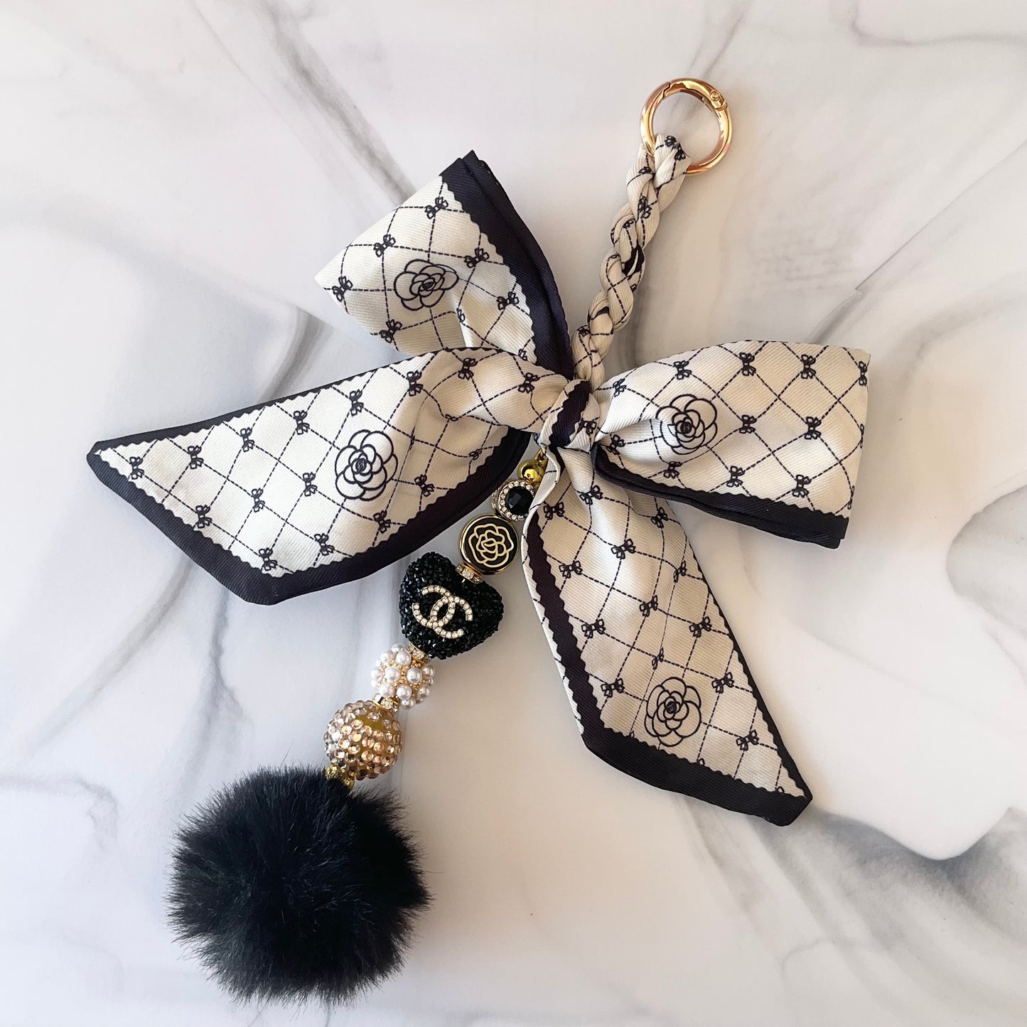 Cici Gold and Black Bow Bag Charm