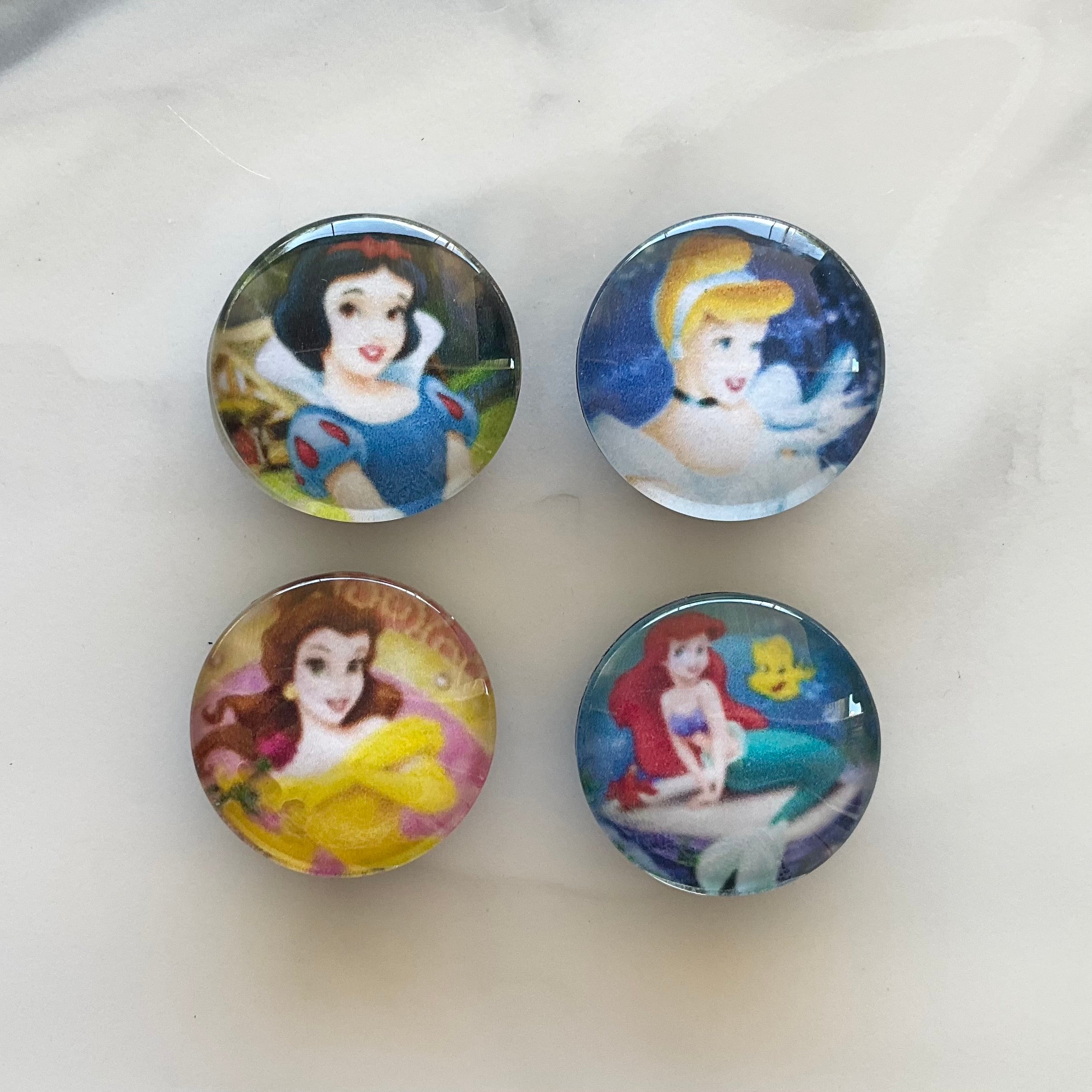OG Princess 4 Piece Glass Cabochon Magnet Set 1.18"