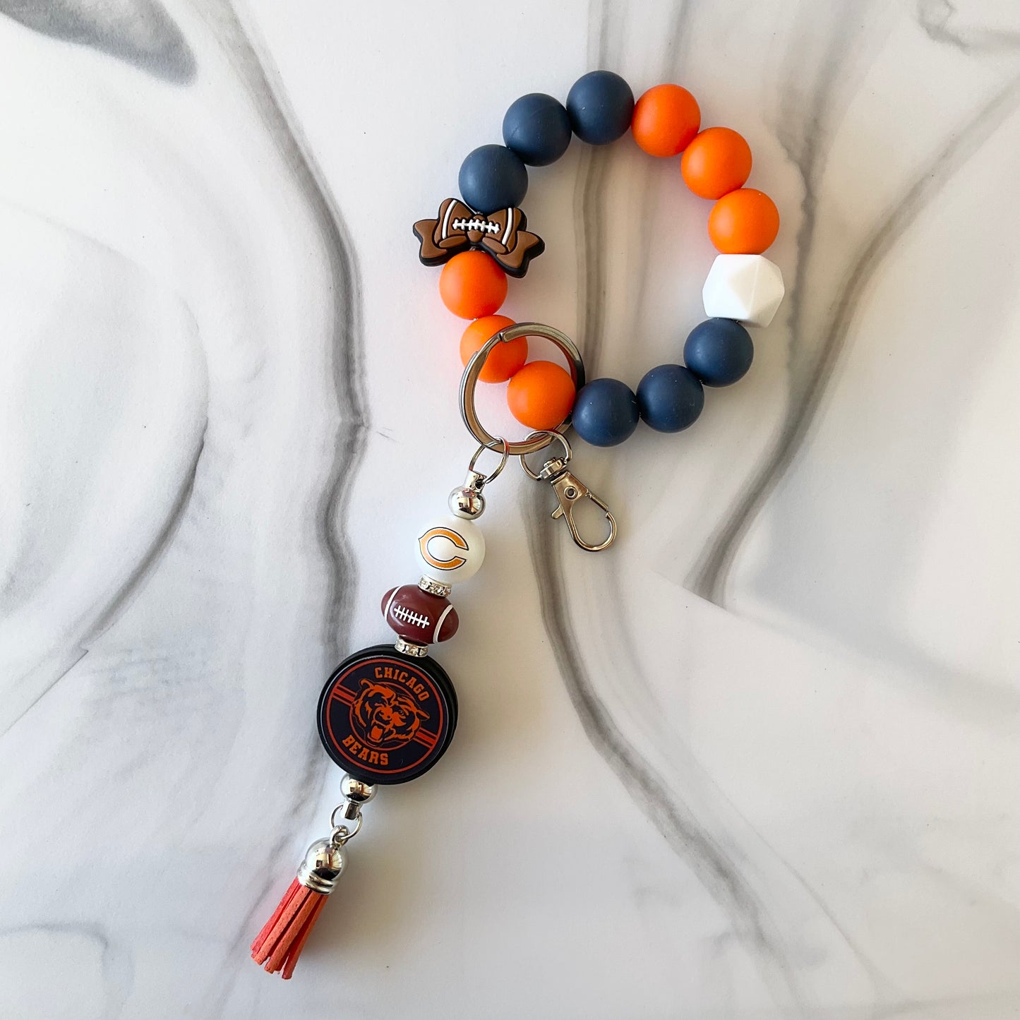 Football Teams Silicone Wristlet Keychain Set Small
