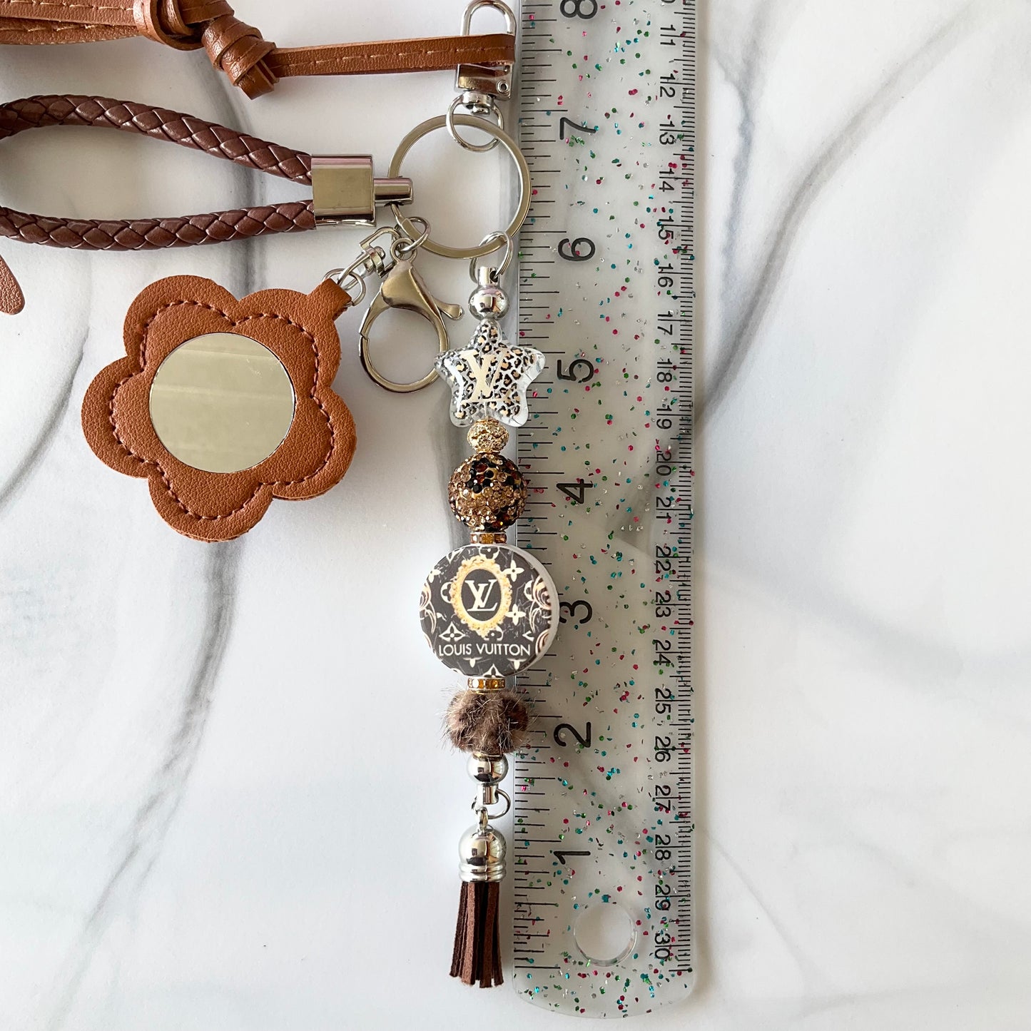 Luv Brown Wiener Dog Faux Leather Keychain Bag Charm