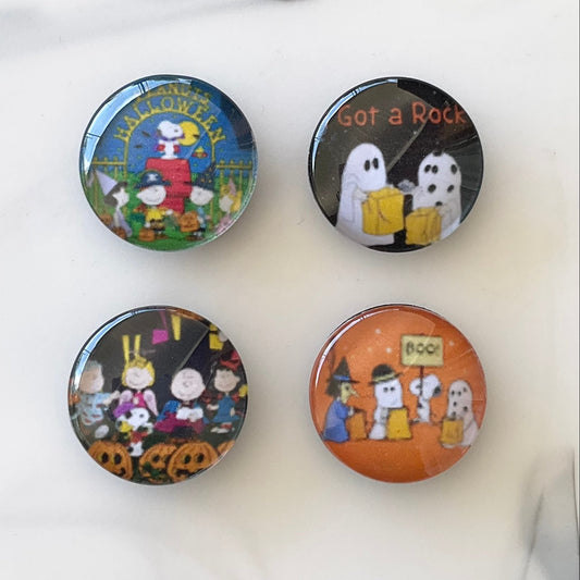 Peanuts Halloween 4 Piece Glass Cabochon Magnet Set 1.18"