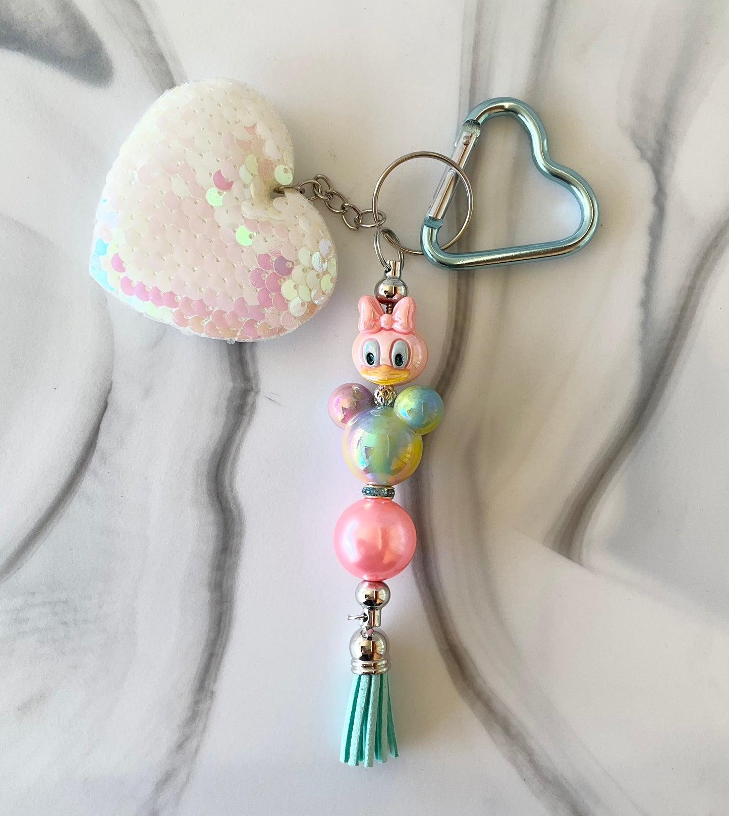 Magic Realm Character Sequin Heart Keychains/Bag Charms