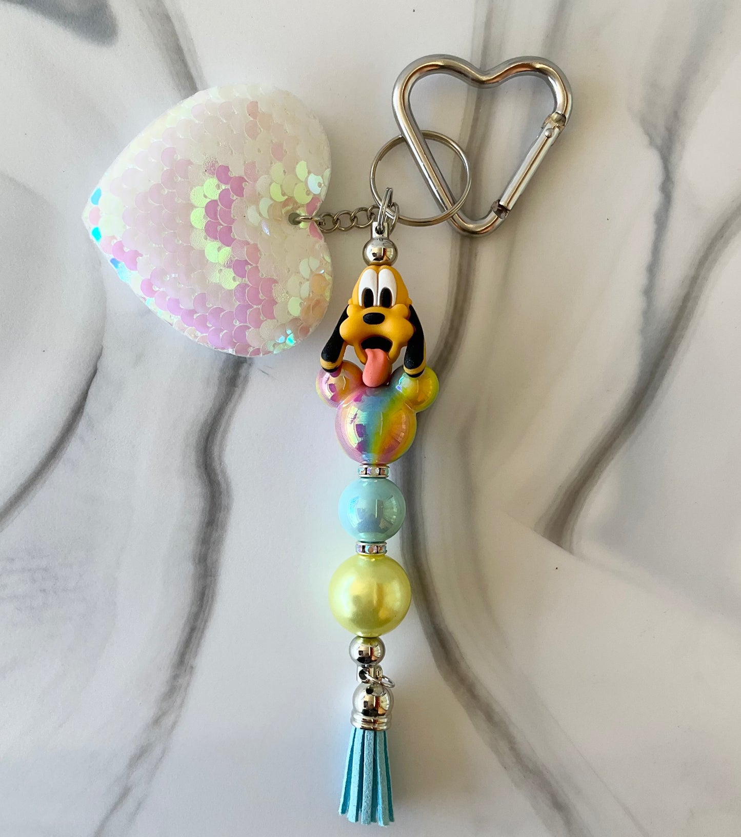 Magic Realm Character Sequin Heart Keychains/Bag Charms