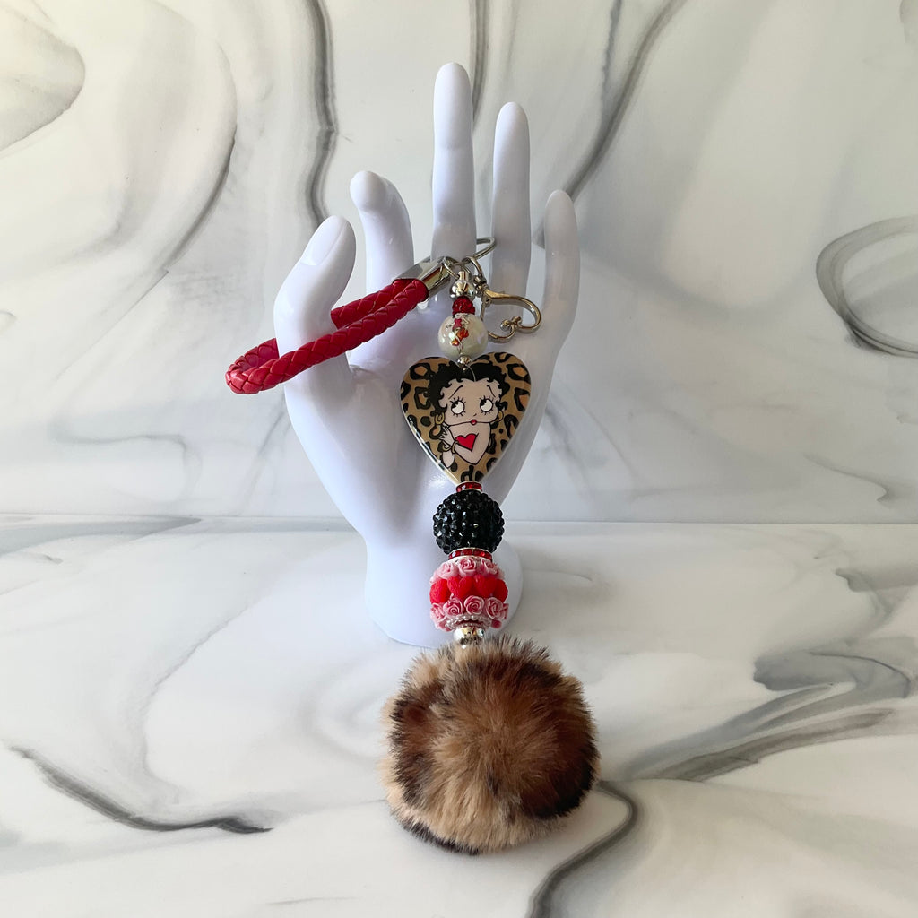 Betty Red Leopard Print Wristlet Keychain