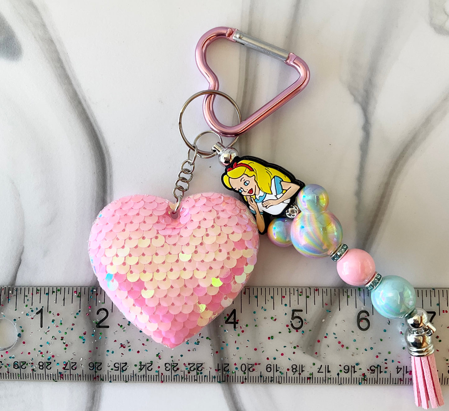 Magic Realm Character Sequin Heart Keychains/Bag Charms