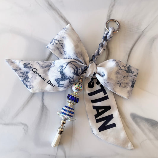 Didi Dark Blue & White Bow Bag Charm