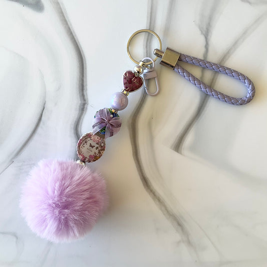 Didi Purple Faux Leather Wristlet Keychain