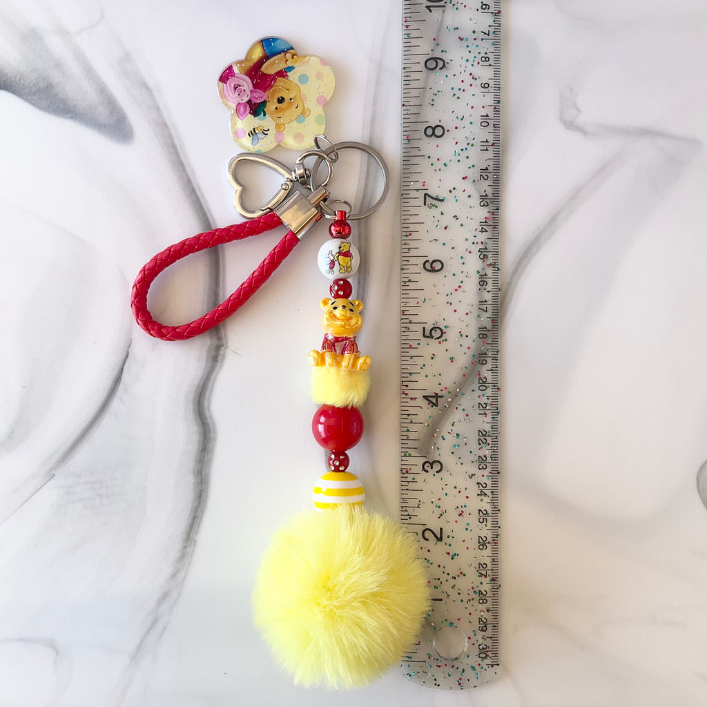 Honey Bear and Pig Yellow & Red Wristlet Keychain