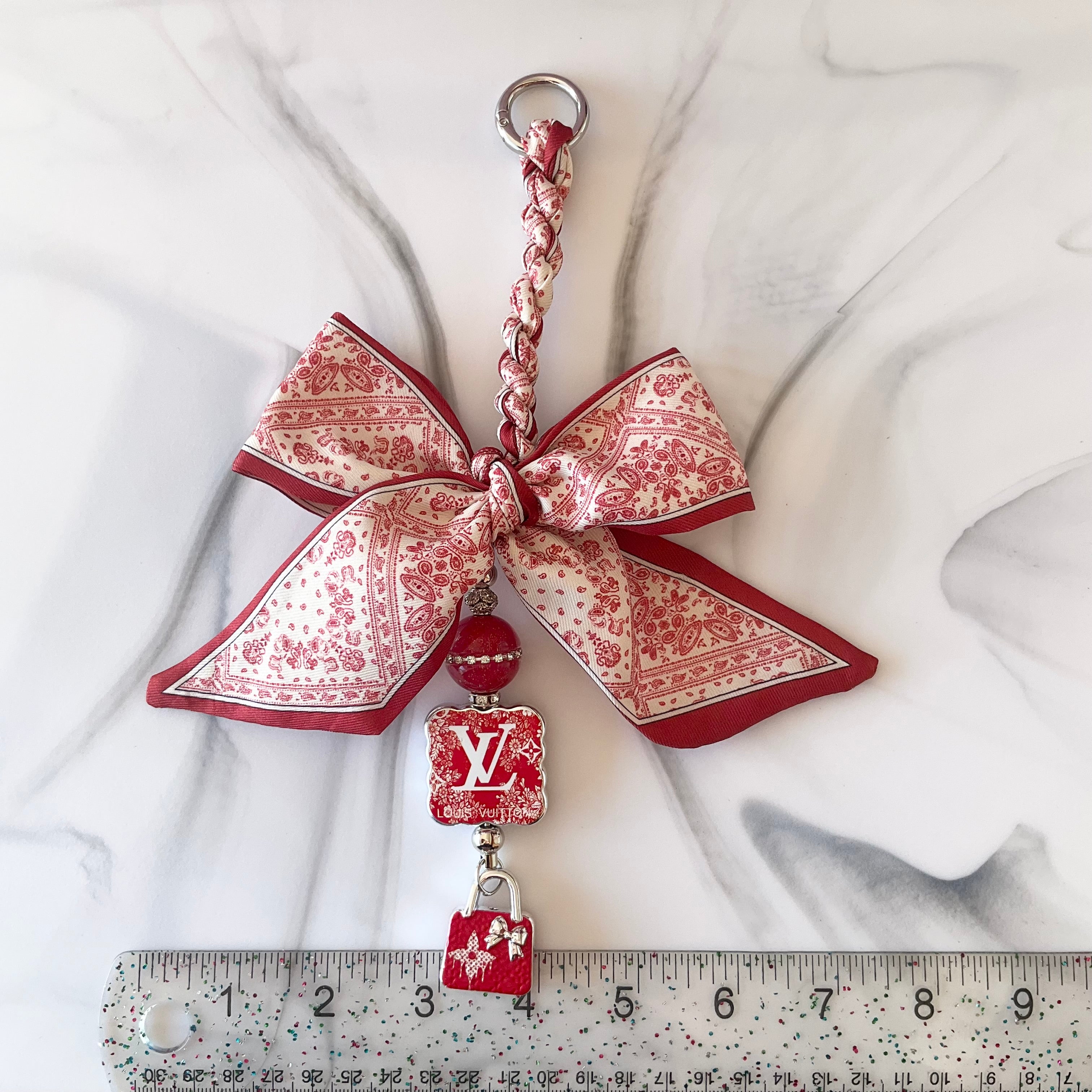 Luv Red Paisley Print Bag Charm