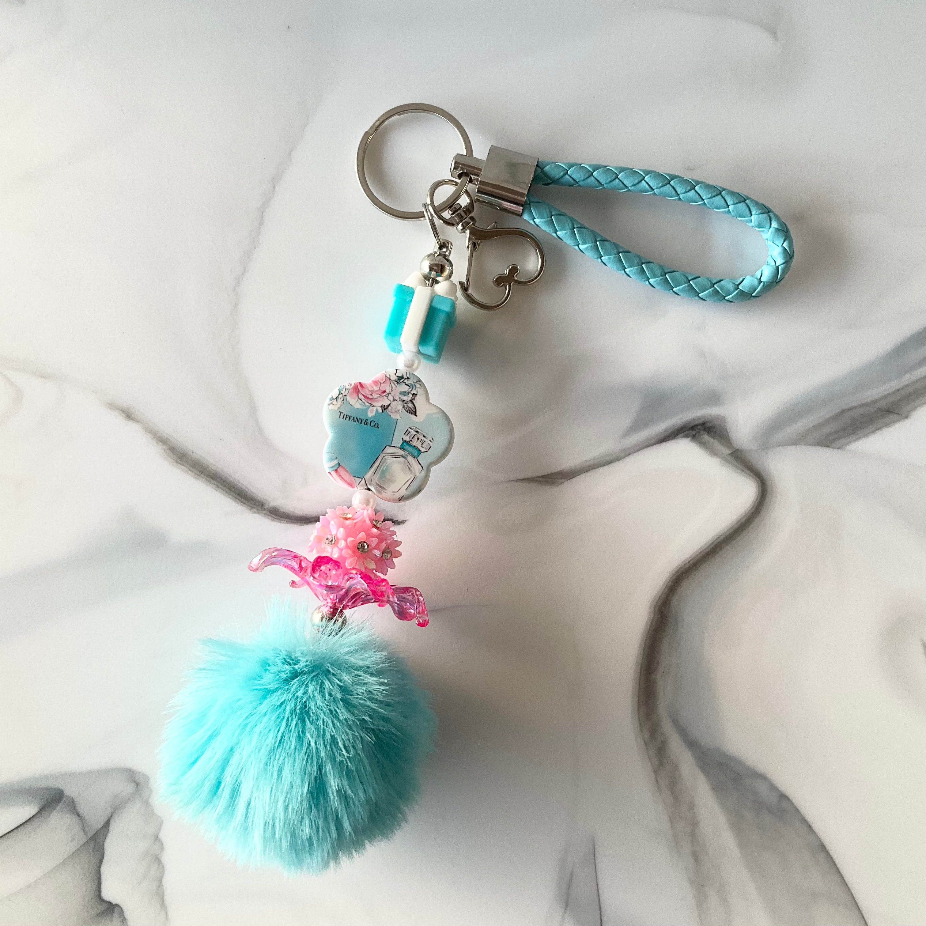 Tif Pink & Aqua Keychain Wristlet