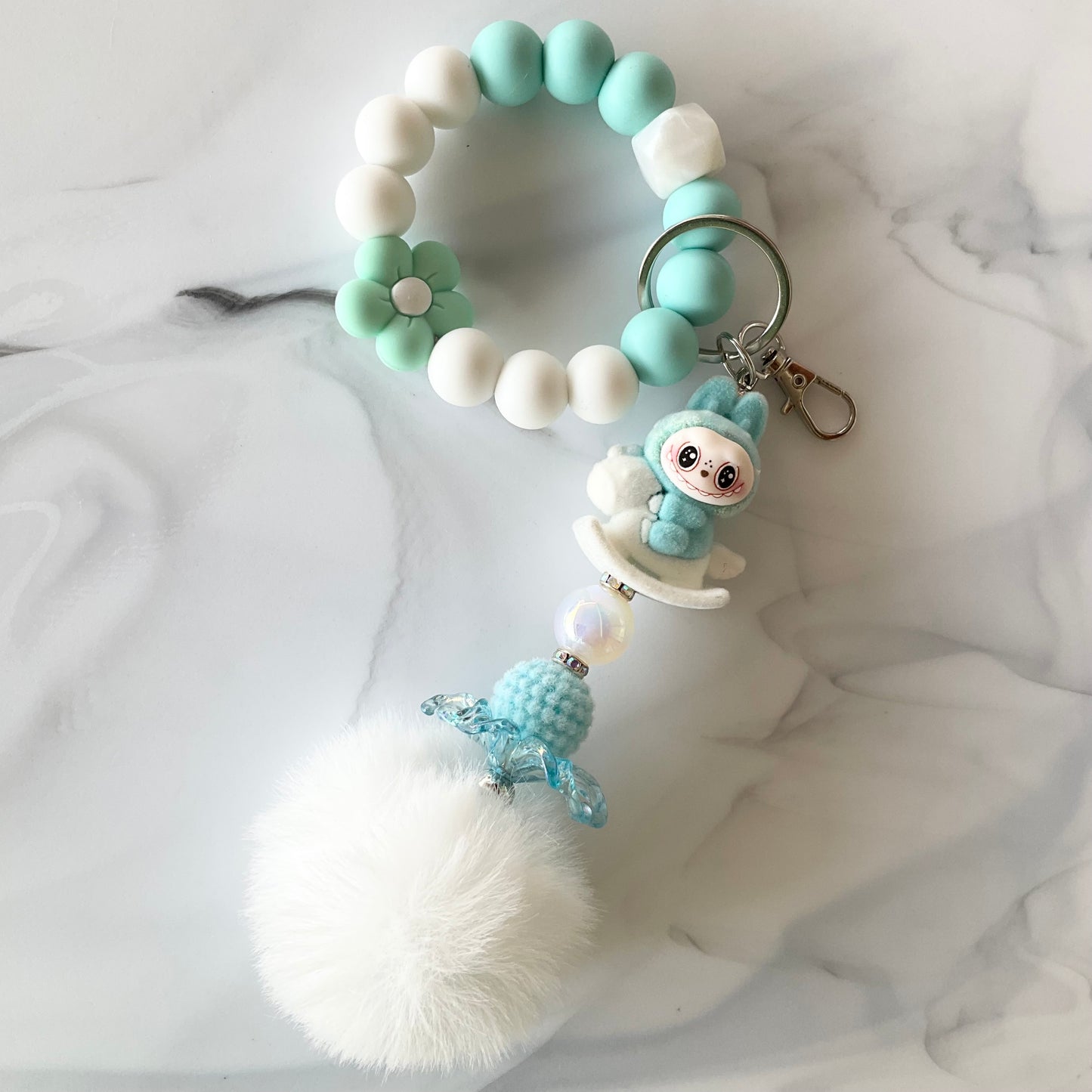 Monster Doll Flocked Silicone Wristlet and Keychain Bag Charm Small