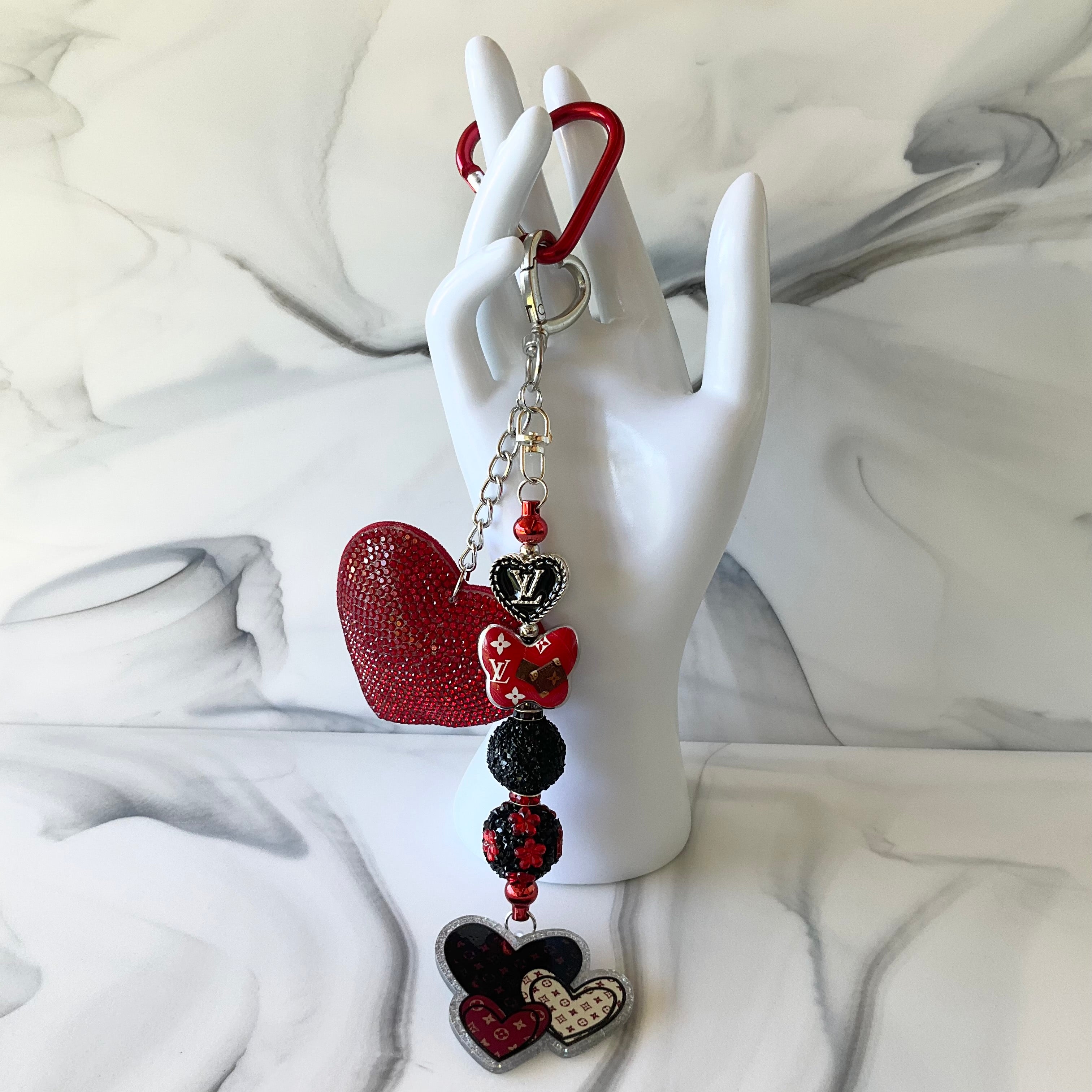 Luv Red & Black Heart Keychain/ Bag Charm