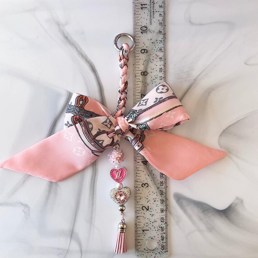 Luv Light Pink & Gray Bow Bag Charm