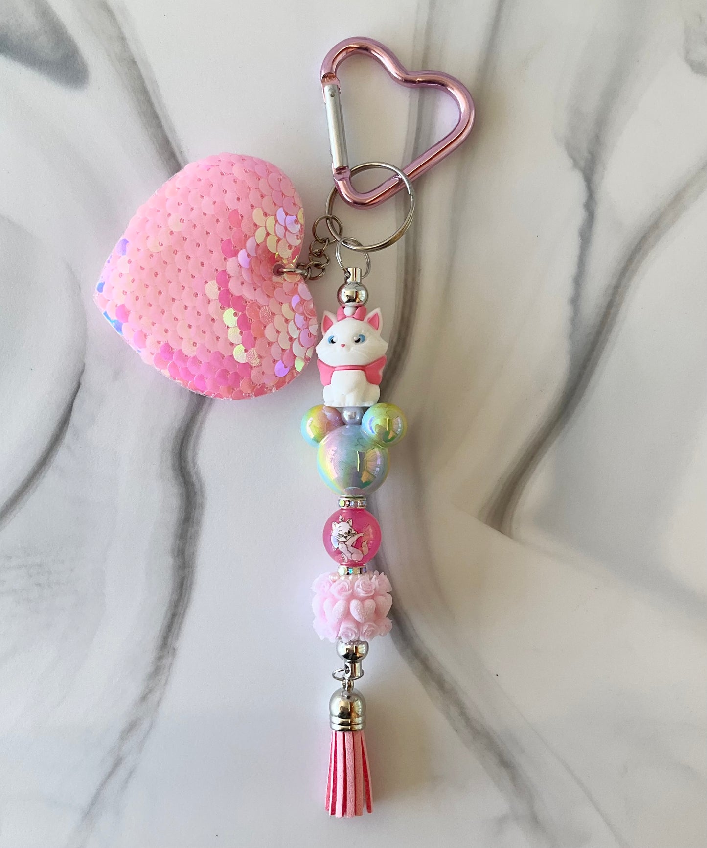 Magic Realm Character Sequin Heart Keychains/Bag Charms