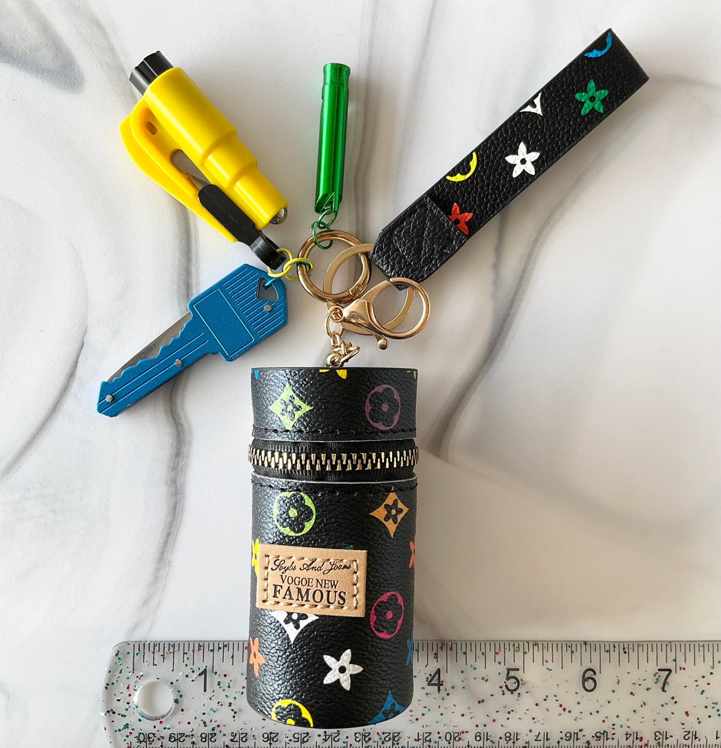 Luv Black Signature Print Colorful Self-Defense Keychain Set