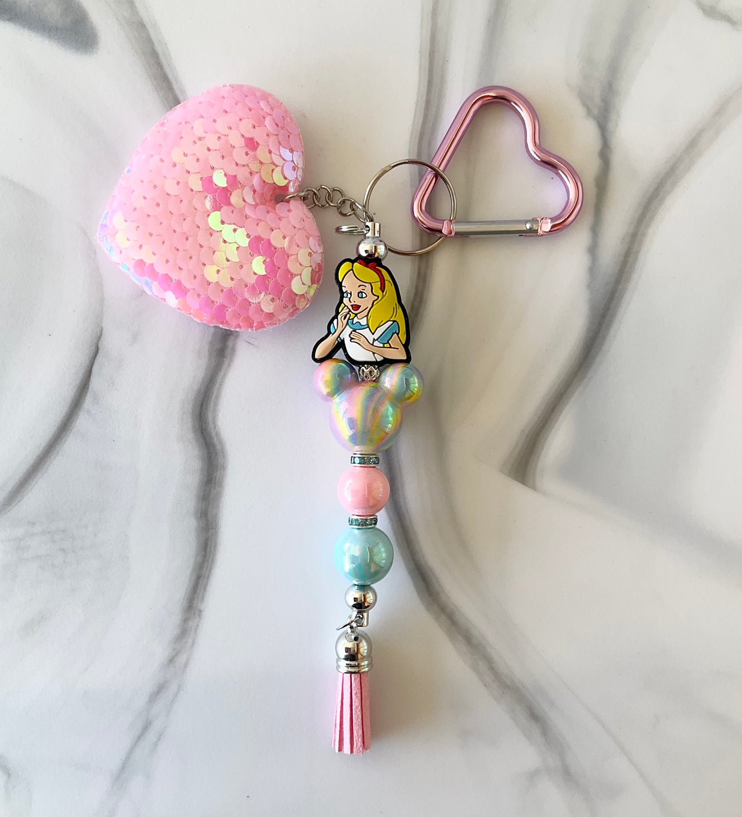 Magic Realm Character Sequin Heart Keychains/Bag Charms