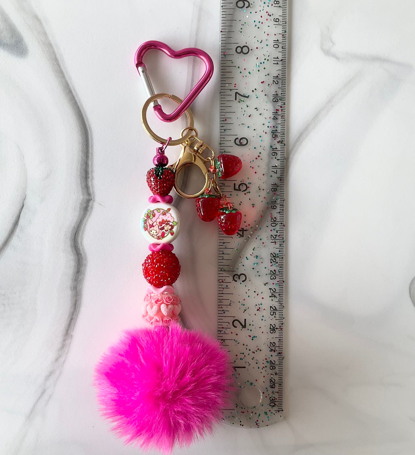 Strawberry Girl Bright Pink Keychain Bag Charm