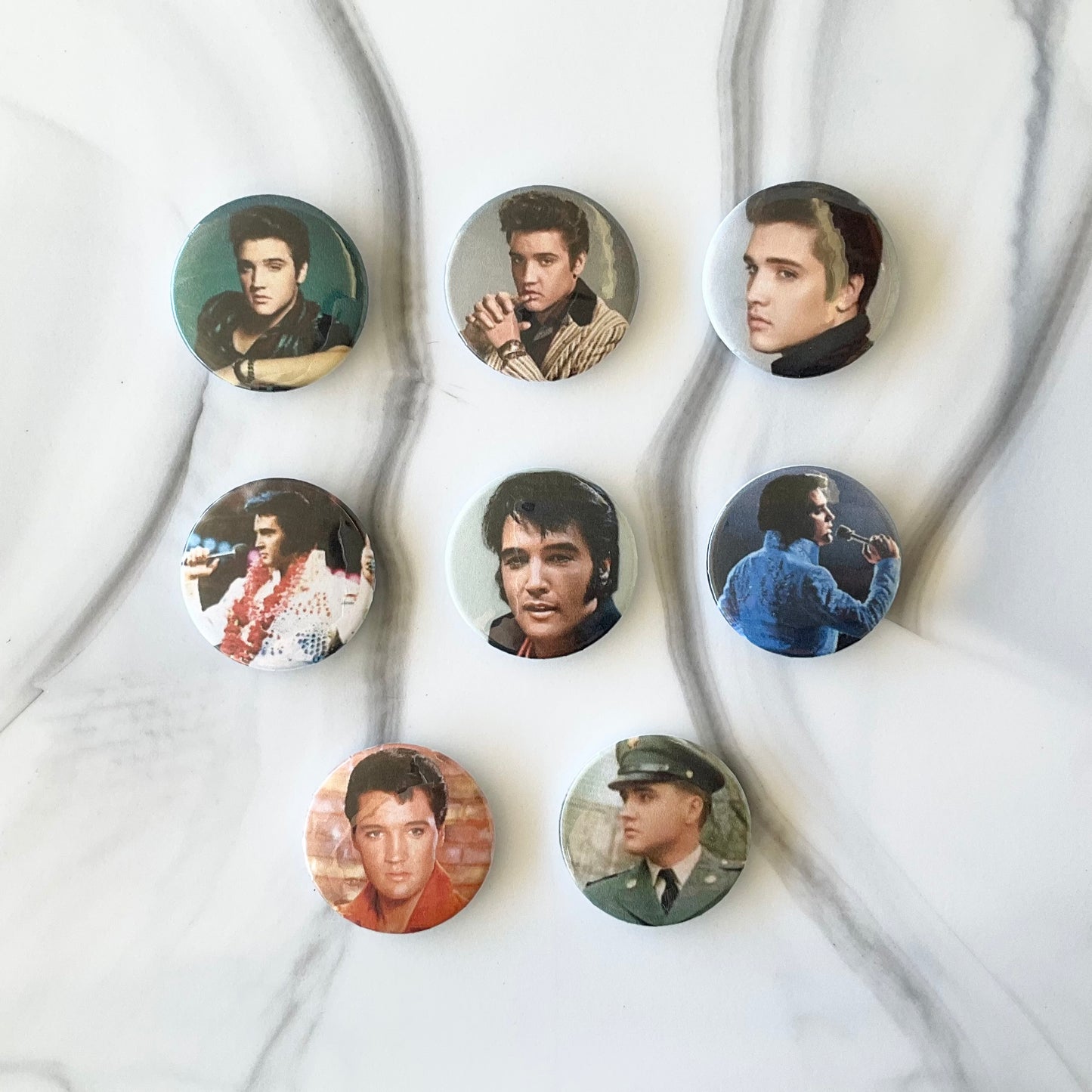 Elvis 8 Piece Button Magnet Set 1.25"