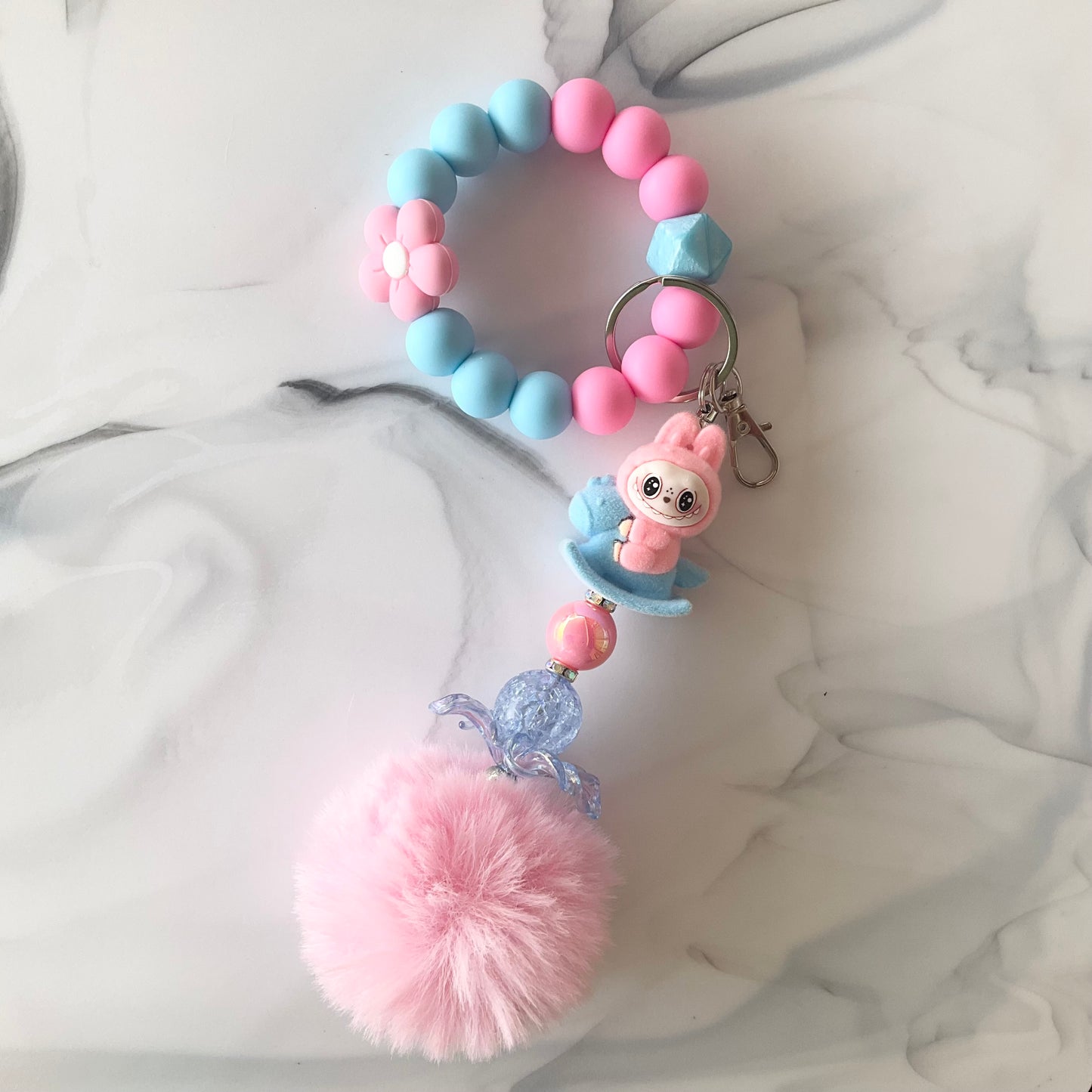 Monster Doll Flocked Silicone Wristlet and Keychain Bag Charm Small