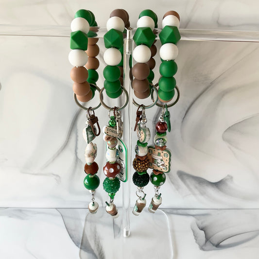 Starbucks Characters Brown & Green Silicone Wristlet Keychain Small