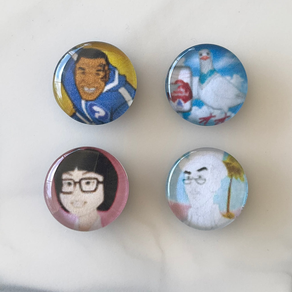 Mike Tyson Mysteries 4 Piece Glass Cabochon Magnet Set 1"