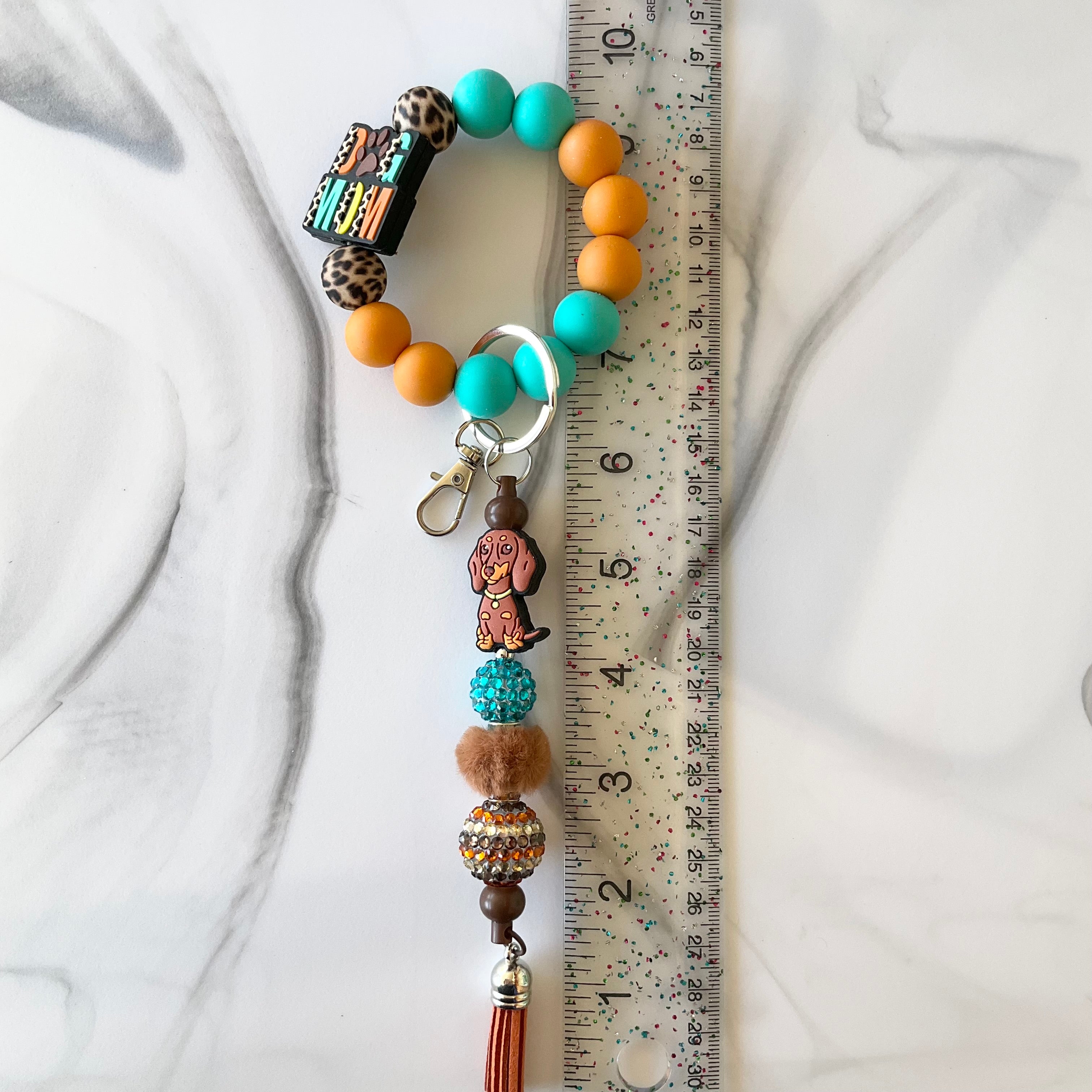 Wiener Dog Mom Colorful Silicone Wristlet and Keychain Small